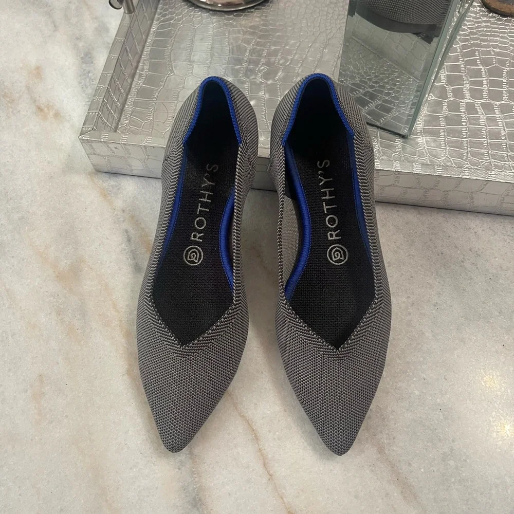 Rothy's The Point Flat-Gray - Picture 8 of 12